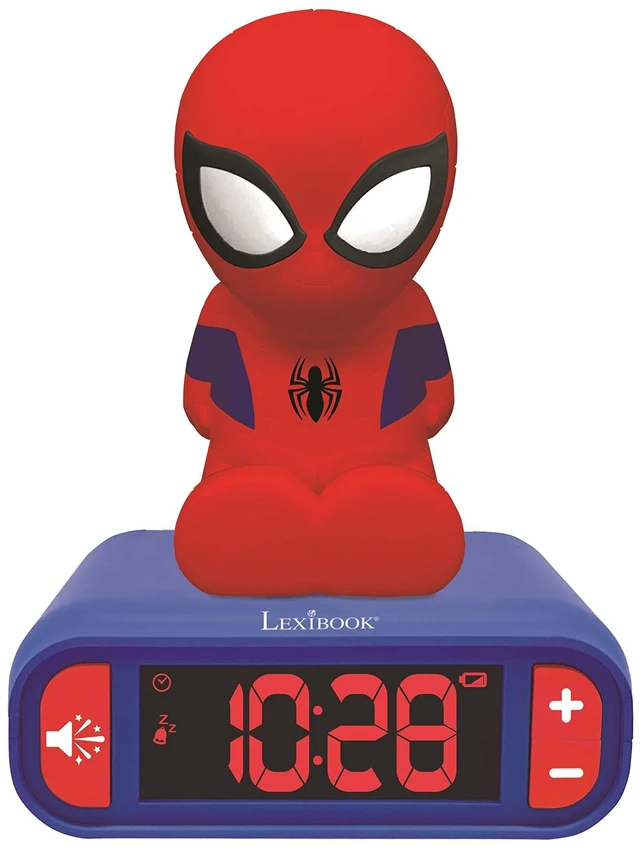 Main image of LEXiBOOK, Spider-Man Nightlight Alarm Clock, RL800SP | Sounds & Melodies, LCD Backlit screen, Luminous, Snooze, Blue
