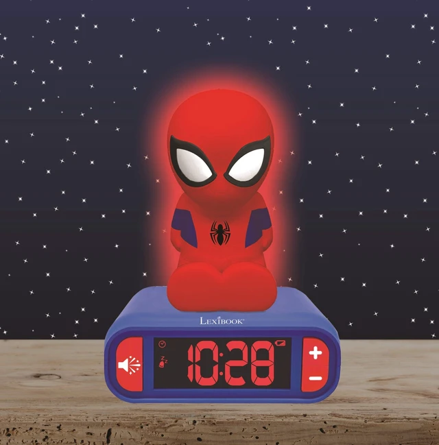 Alt view image 2 of 7 - LEXiBOOK, Spider-Man Nightlight Alarm Clock, RL800SP | Sounds & Melodies, LCD Backlit screen, Luminous, Snooze, Blue