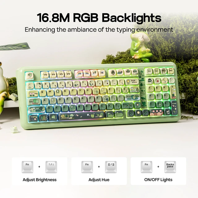 Alt view image 4 of 7 - KiiBoom Phantom98 Lite 96% Wireless Mechanical Gaming Keyboard, VIA Custom | Creamy Keyboard with Gasket, 8000mAh Battery, Hot Swap, RGB Backlits, NKRO for Win/Mac (Green, Mossy Silent Switch)