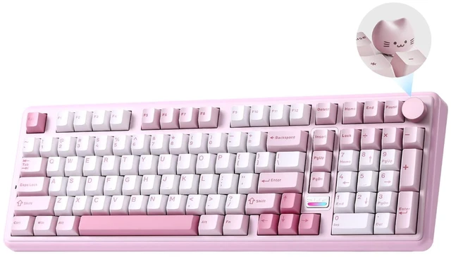 Main image of YUNZII B98 PRO 96% Wireless Mechanical Keyboard(Pink, Milk Switch) | QMK/VIA, with Numpad, Dual-Style Knob Design, Creamy Pre-Lubed Switches, Hot Swap, Gasket Mount, RGB for Gaming/Win/Mac