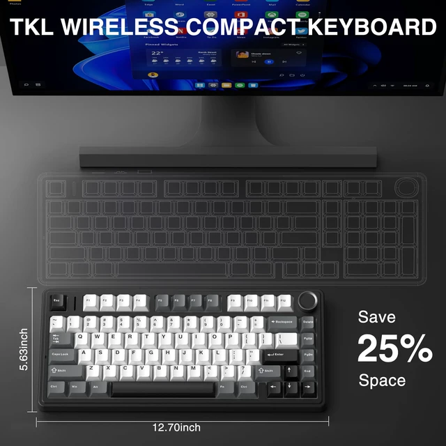 Alt view image 6 of 7 - Aula F75 HE Wireless Gaming Keyboard Hall Effect Magnetic Switch Keyboard | 75% Gaming Keyboard with Rapid Trigger, 8K Polling, 0.01mm RT Adjustable Actuation, RGB Backlit, Hot-Swap Keyboard for Gamer