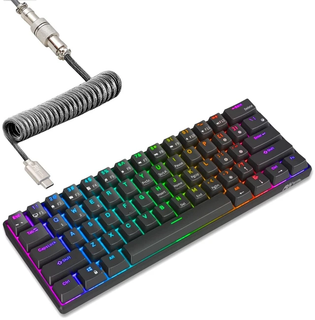 Main image of RK ROYAL KLUDGE RK61 Wireless Mechanical Keyboard, 60% Percent RGB, Black | 60% RGB Gaming Keyboard with Bluetooth/2.4GHz/Wired, Hot Swappable 61 Keys Ultra-Compact for Win/Mac/PC, Linear Red Switch