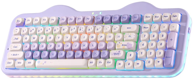 Main image of YUNZII C98 Cute Cake Wireless Mechanical Keyboard(Purple, Milk Switch) | 99 Keys with Number Pad, Hot Swap, PBT MOA Keycaps, BT5.0/2.4G/USB-C, Gasket Mount, Custom RGB Backlit for Win/Mac