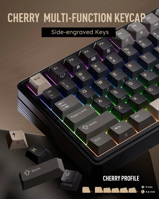 Alt view image 5 of 7 - ROYAL KLUDGE M100 Wireless Mechanical Keyboard with Screen & Knob, Black | Bluetooth/2.4G/USB RGB Gaming Keyboard with Number Pad, Gasket Mount PC Game Keyboards, Full Size Hot Swappable Cream Switch