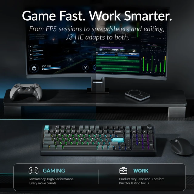 Alt view image 5 of 7 - Keychron J3 HE Wireless Hall Effect Magnetic Switch Keyboard, 96% Layout with Numpad & Knob, Rapid Trigger, 1000Hz Polling Rate, Web-Customizable RGB for Mac, Windows & Linux