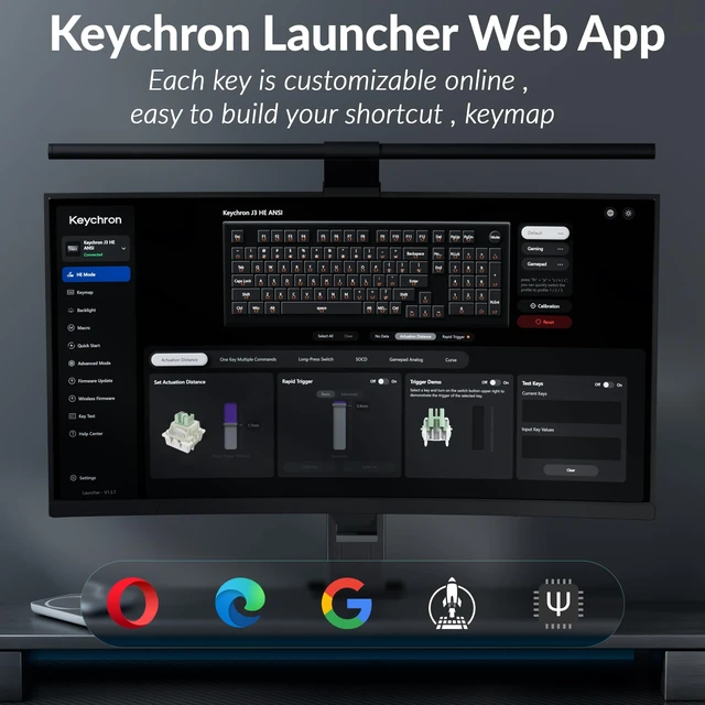 Alt view image 7 of 7 - Keychron J3 HE Wireless Hall Effect Magnetic Switch Keyboard, 96% Layout with Numpad & Knob, Rapid Trigger, 1000Hz Polling Rate, Web-Customizable RGB for Mac, Windows & Linux