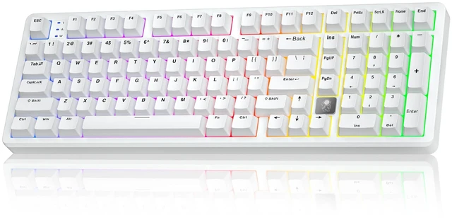 Main image of LEOBOG HI98C Pro Wireless Mechanical Gaming Aluminum Keyboard with Num Pad | Tri-Mode Wired/2.4G/BT5.0, Gasket Mount, Hot Swappable, RGB Backlit, White Custom Creamy Keyboard for PC Gaming & Office