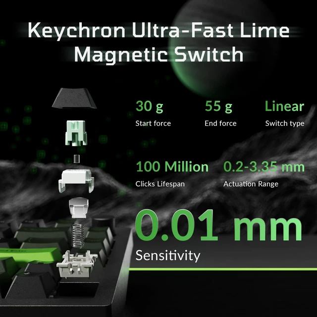 Alt view image 2 of 7 - Keychron J8 HE 75% Wired Hall Effect Keyboard with 8000 Hz Polling Rate | Rapid Trigger Magnetic Switch Hot-Swappable, Custom RGB Backlight, Programmable Knob, Compatible with Mac Windows Linux