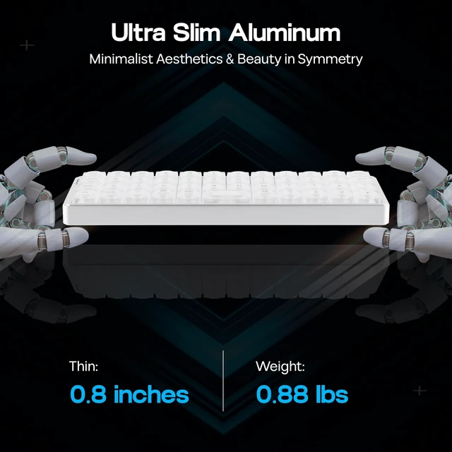 Alt view image 3 of 7 - EPOMAKER Luma40 Low Profile Mechanical Keyboard with QMK/VIA & CNC Metal | Transparent PC Keycap, Hot-Swap, Kailh Linear Switch, 2.4Ghz/BT/USB, 40% Wireless Gaming Keyboard for Mac/Win