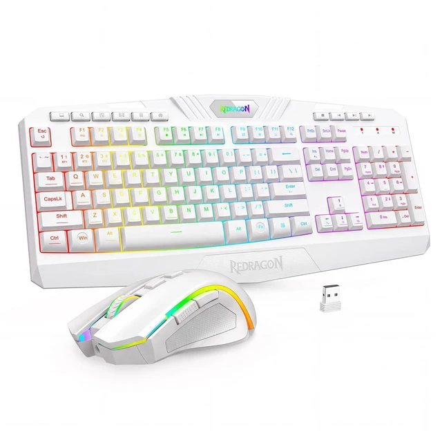 Main image of Redragon S101M-WS Gaming Keyboard and Mouse Wireless with 3-Mode (White) | RGB Keyboard and Mouse Wireless, 5000 DPI Gaming Mouse, Supports Software Driver, 10 Independent Multimedia Keys for PC