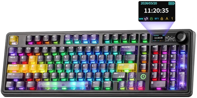 Main image of AJAZZ AK980 Pro Dual 8K Wireless Gaming Keyboard(Purple,Lychee Switch) | 10000mAh Battery,Wireless Mechanical Keyboard with TFT Screen & Metal Knob,Hot Swappable Creamy Computer Keyboard,for Win/Mac