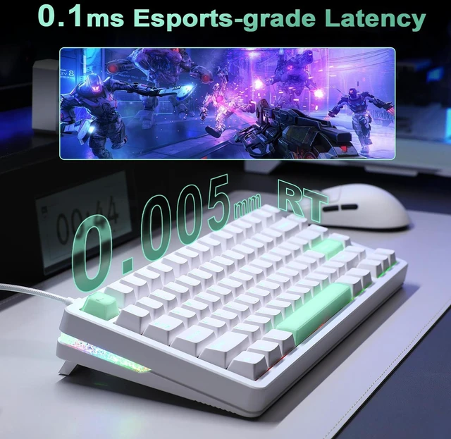 Alt view image 4 of 7 - VGN Neon75 HE Mechanical Gaming Keyboard,8K Polling,Rapid Trigger-White | 75% Wired Hall Effect Keyboard, 0.01mm RT, 0.005mm Adjustable Actuation (Rapid Tap/SOCD), Hot-Swappable for PC Mac Gamer
