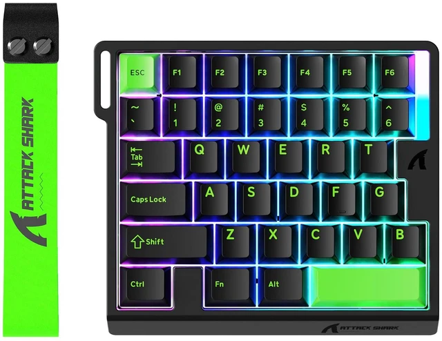 Main image of ATTACK SHARK M36 HE Rapid Trigger Gaming Keyboard, 36-Key One-Handed Hall Effect Magnetic Switches, 8000Hz Polling Rate, 0.01mm RT, RGB Wired Esports Controller - Neon Green