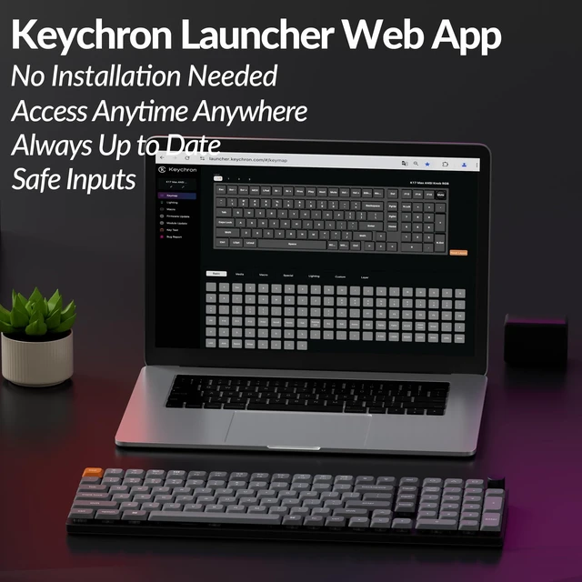 Alt view image 6 of 7 - Keychron K17 Max 96% Ultra-Slim Low Profile Wireless Mechanical Keyboard | Tri-Mode, 1000hz, RGB backlit, Gateron mechanical red switch Compatible with Mac Windows Linux, Double-shot PBT keycap