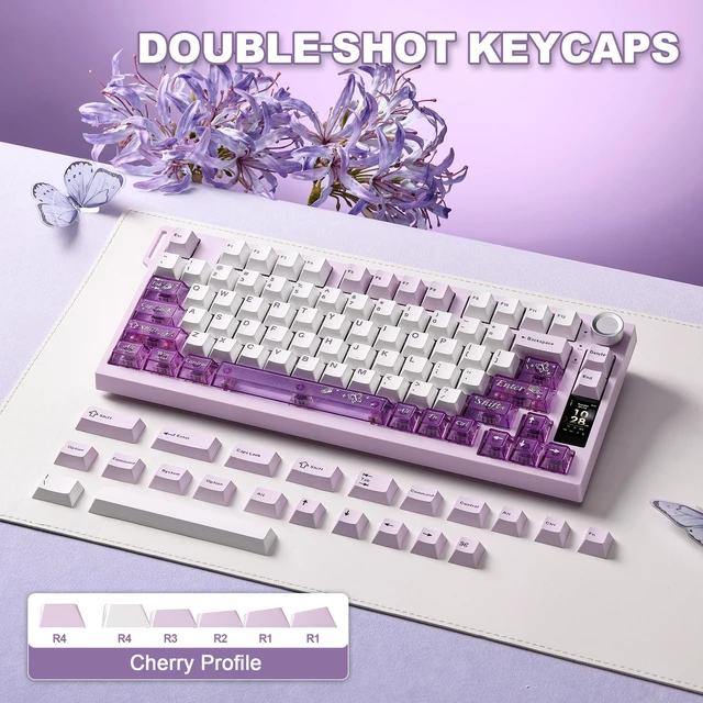 Alt view image 6 of 7 - YUNZII IF75 QMK VIA Wireless Mechanical Keyboard(Purple,Candy Switch) | 75% Gaming Keyboard with TFT Screen and Knob, 8000mAh, BT/2.4GHz/USB, RGB, NKRO Hot-Swap, Gasket Mount Keybaord for Mac/Win