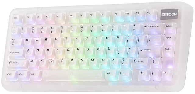 Main image of KiiBoom Phantom81 Lite 75% Gasket Mechanical Keyboard, VIA Programmable | 3 Modes Wireless Gaming Keyboard, 4000mAh Battery, RGB Backlights, Creamy Sound, Hot-Swappable for Windows/Mac/Linux (Clear)