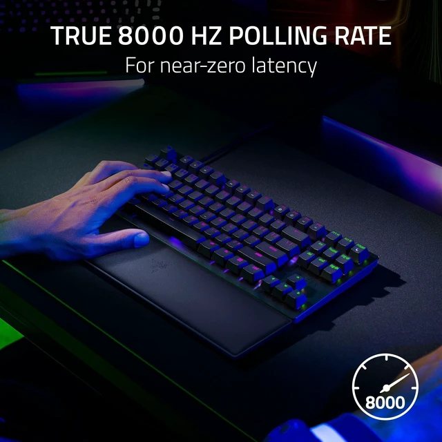 Alt view image 3 of 6 - Razer Huntsman V2 TKL Tenkeyless Gaming Keyboard: Fast Clicky Optical Switches w/Quick Keystrokes & 8000Hz Polling Rate - Detachable Type-C Cable - Doubleshot PBT Keycaps - Ergonomic Wrist Rest