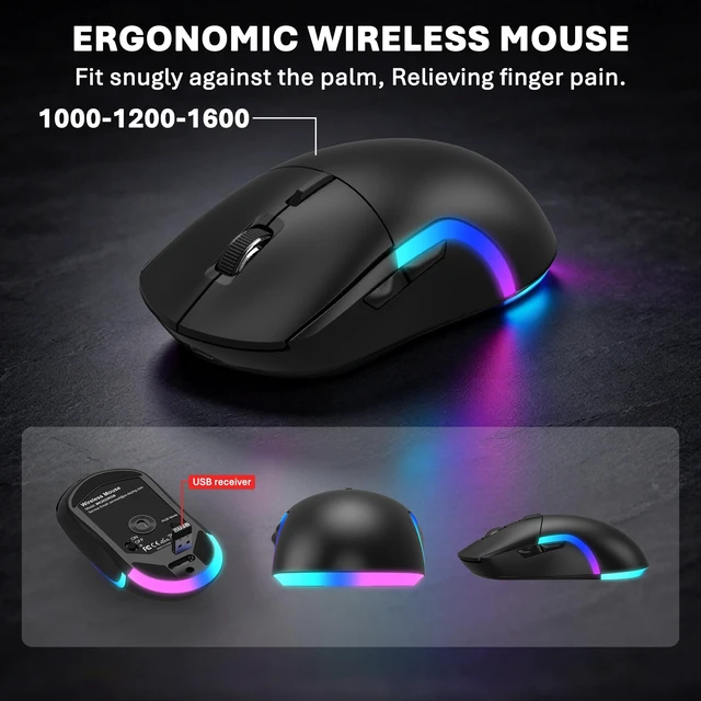 Alt view image 5 of 7 - ULSOU Wireless Gaming Keyboard and Mouse Combo, Mechanical Feel(Black) | Rechargeable Full Size Keyboard with 3150mAh Battery and 3-Level DPI Gaming Mouse, RGB Backlit, Rechargeable, for PC,Computer