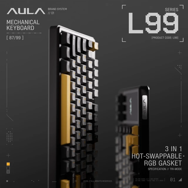 Alt view image 2 of 6 - OIXOC x Aula L99 Wireless Mechanical Gaming Keyboard with Touch Screen | Tri-Mode BT/2.4GHz/USB-C, Hot Swappable Custom Keyboard, RGB Backlit, PBT Keycaps Computer Gaming Keyboards for PC/Office