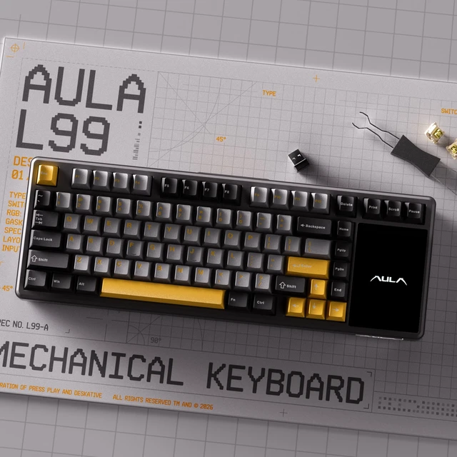 Alt view image 3 of 6 - OIXOC x Aula L99 Wireless Mechanical Gaming Keyboard with Touch Screen | Tri-Mode BT/2.4GHz/USB-C, Hot Swappable Custom Keyboard, RGB Backlit, PBT Keycaps Computer Gaming Keyboards for PC/Office