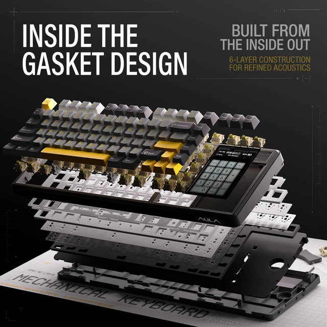 Alt view image 6 of 6 - OIXOC x Aula L99 Wireless Mechanical Gaming Keyboard with Touch Screen | Tri-Mode BT/2.4GHz/USB-C, Hot Swappable Custom Keyboard, RGB Backlit, PBT Keycaps Computer Gaming Keyboards for PC/Office