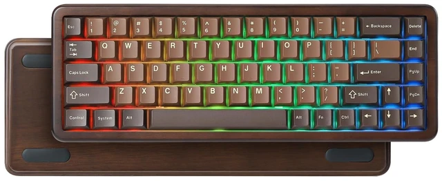 Main image of YUNZII WOOD68 65% Wireless Hot Swap RGB Mechanical Keyboard (Wood, Candy) | Tray Mount, Pre-lubed Linear Switche,BT/2.4G/USB-C,PBT Double-shot Keycaps,Wooden case for Retro Gamers & Desk Setups