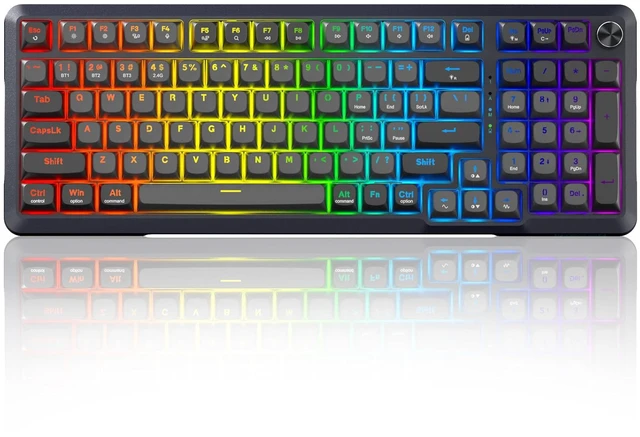 Main image of Redragon K688PRO Wireless Tri Mode Gasket Mechanical Gaming Keyboard | Hot Swappable 8000mAH Gaming Keyboard with Five-Layer Padding & Knob, BT/2.4GHz/USB-C, RGB Backlit, 98 Keys Creamy Keyboard