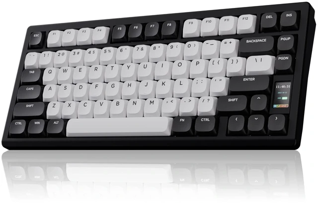 Main image of OOCTPK Mechanical Keyboard, Chilkey ND75 LP Wireless Gaming Keyboard with LCD Screen, Bluetooth 5.3/2.4G/USB-C, Hot Swappable Per-Key RGB Custom, Thin Front, Wrist Rest, Full-Aluminum, PC/Mac Support