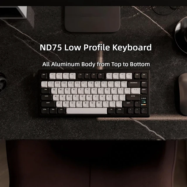 Alt view image 2 of 7 - OOCTPK Mechanical Keyboard, Chilkey ND75 LP Wireless Gaming Keyboard with LCD Screen, Bluetooth 5.3/2.4G/USB-C, Hot Swappable Per-Key RGB Custom, Thin Front, Wrist Rest, Full-Aluminum, PC/Mac Support