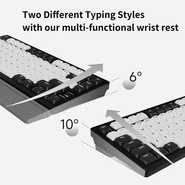 Alt view image 6 of 7 - OOCTPK Mechanical Keyboard, Chilkey ND75 LP Wireless Gaming Keyboard with LCD Screen, Bluetooth 5.3/2.4G/USB-C, Hot Swappable Per-Key RGB Custom, Thin Front, Wrist Rest, Full-Aluminum, PC/Mac Support
