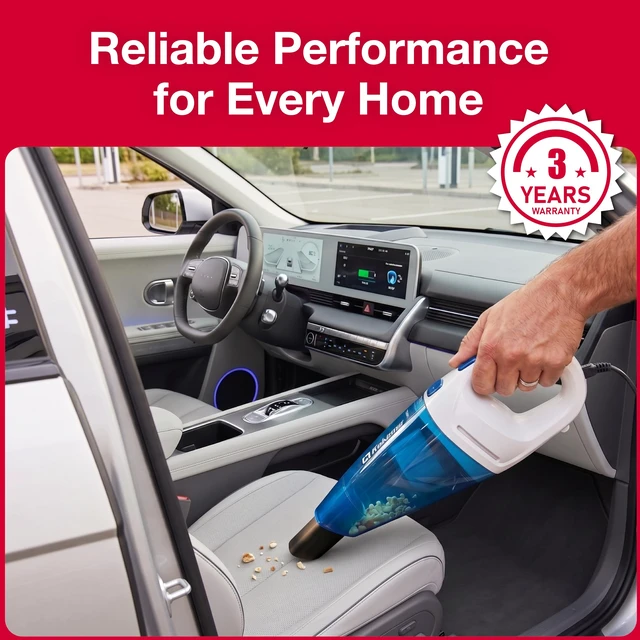 Alt view image 5 of 6 - Koblenz HV-120 KG3 Corded Handheld Vacuum Cleaner, 400W Motor | 18ft Cord, Lightweight Dust Buster for Pet Hair, Upholstery, Stairs, Car, Crevice Tool Included, Small Corded Vac, White/Blue