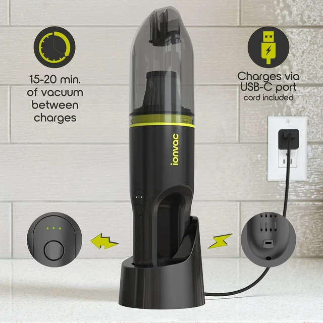 Alt view image 2 of 3 - DCLINA IonVac Cordless Vacuum, Lightweight Handheld Cordless Vacuum Cleaner, USB Charging, Multi-Surface (Green)