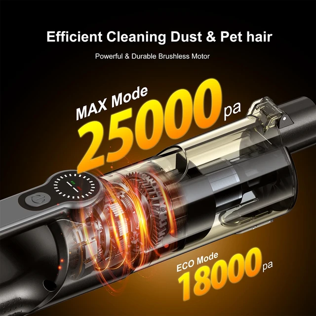 Alt view image 2 of 7 - LENOCASA 25Kpa Handheld Vacuum Cordless Cleans Car, Home and Office Fast | This cordless car vacuum delivers powerful suction to clean car, home, office, keyboard, sofa and pet hair easily (Black)