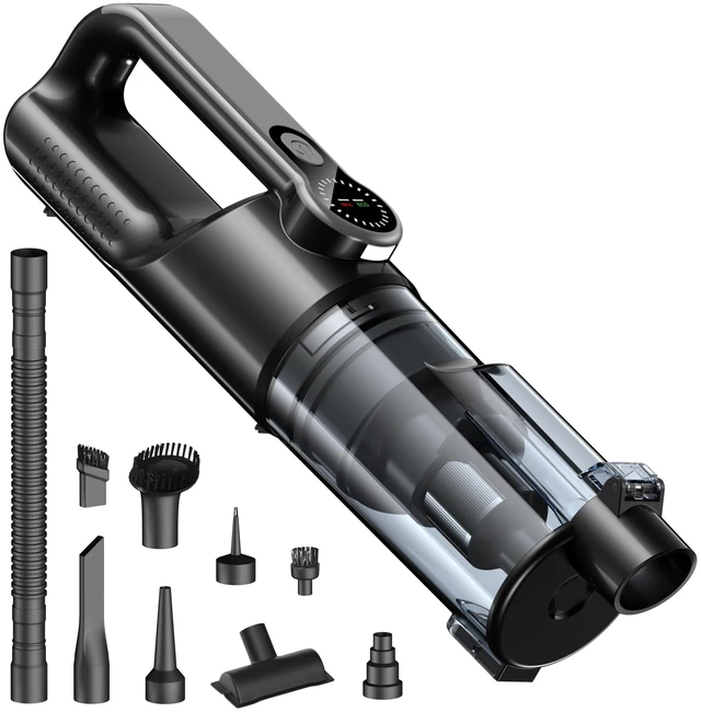 Main image of LENOCASA 25Kpa Handheld Vacuum Cordless Cleans Car, Home and Office Fast | This cordless car vacuum delivers powerful suction to clean car, home, office, keyboard, sofa and pet hair easily (Black)