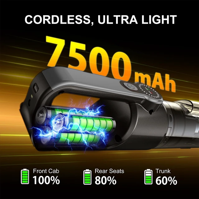 Alt view image 3 of 7 - LENOCASA 25Kpa Handheld Vacuum Cordless Cleans Car, Home and Office Fast | This cordless car vacuum delivers powerful suction to clean car, home, office, keyboard, sofa and pet hair easily (Black)