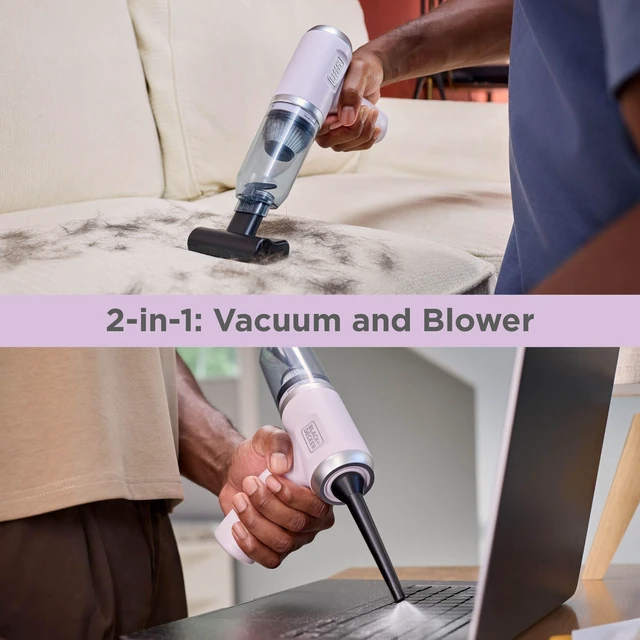Alt view image 7 of 7 - BLACK+DECKER dustbuster mini 2-in-1 Small Vacuum Air Blower, Lilac (MDB-2) | 4 Attachments, LED Lights, 16 mins runtime, Lightweight dust busters cordless rechargeable, USB cable, 8V, 13 AW, 250 mph