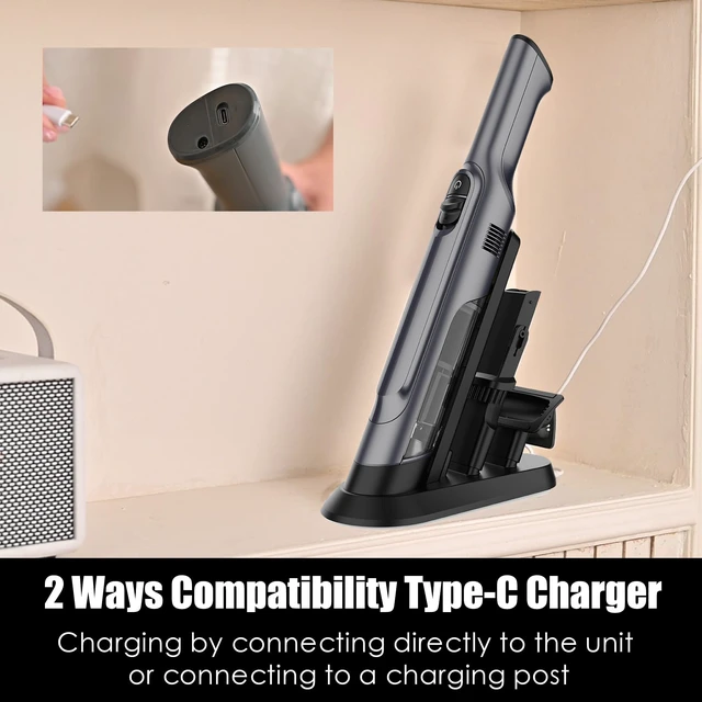 Alt view image 5 of 7 - VortLab Handheld Vacuum Cordless, Lightweight 1.4lb with Powerful Suction, Charging Dock, Single Touch Empty and Detachable Dust Cup, Portable Mini Car Vac for Home Office (Metallic Silver)