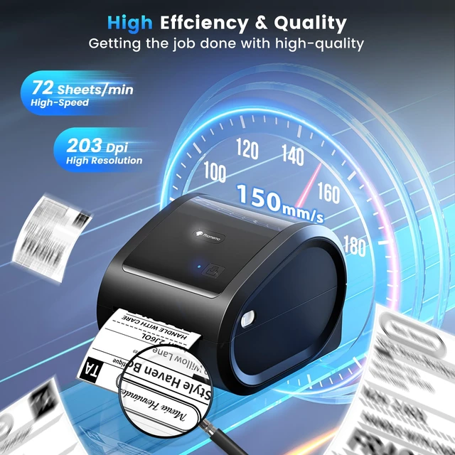 Alt view image 2 of 7 - Phomemo D520BT Thermal Label Printer for Business with Built-in Paper Bin | 4x6 Bluetooth Shipping Label Printer for Small Business & Packages, Compatible with Android, iOS, PC, Amazon, Shopify, USPS