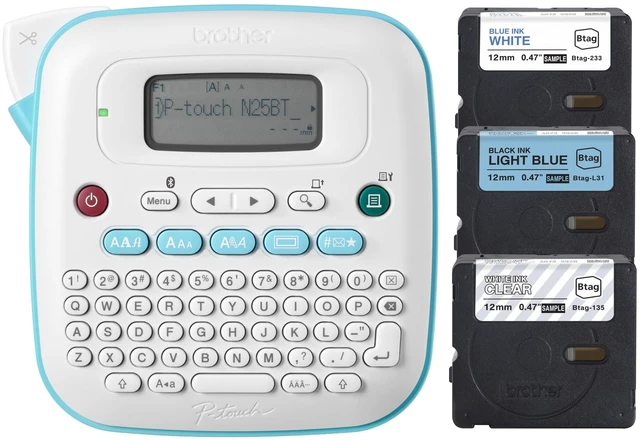 Main image of Brother P-Touch N25BTV Personal Connected Label Maker, Bundle | with Bluetooth and Includes 3 sample-size Brother Btag ~1/2in (12mm) Label Tapes
