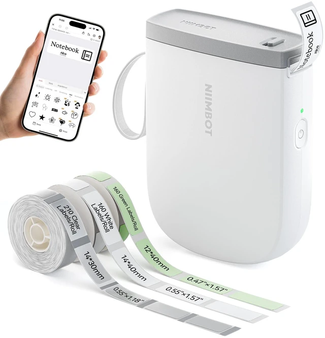 Main image of NIIMBOT D11 Upgraded Version 300 DPI Label Maker with 3 Tapes, White | Mini Portable Sticker Labeler with Multiple Templates, Thermal Label Printer for Office Organization, Home, Kitchen, School