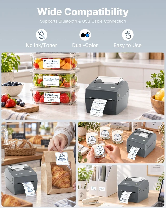 Alt view image 5 of 6 - Rongta Dual-color Thermal Label Printer, Bluetooth Printer, Dark Gray | Dual-Color Printing for Small Business, Compatible with iPad iPhone Android Windows macOS &Chrome
