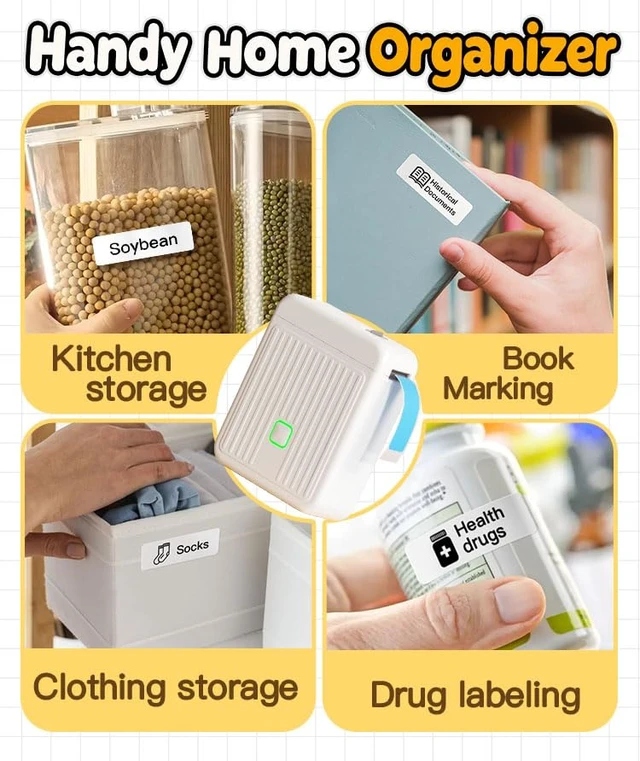 Alt view image 4 of 7 - Label Printer with Waterproof Self-Adhesive Labels (12 x 40 mm), Bluetooth Labeling Device, Portable Label Printer, 2000 mAh, Compatible with iOS & Android, for Home, School, and Office (White)