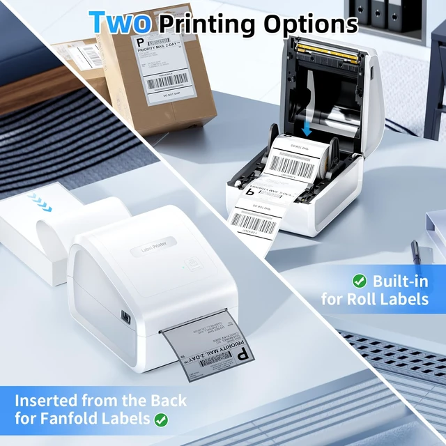 Alt view image 6 of 7 - Omezizy Bluetooth Thermal Label Printer 4x6, Wireless Thermal Labels Printers for Small Business, D550 Pro White Ethernet Shipping Label Printer, Support Bluetooth/Ethernet/USB