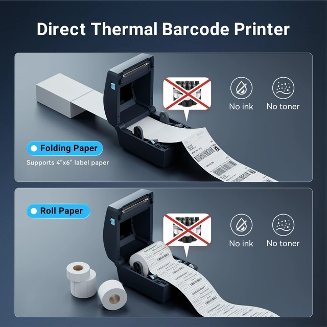 Alt view image 5 of 6 - iDPRT Thermal Shipping Label Printer USB, 4x6 Label Commercial Grade, 6IPS | Compatible with USPS, UPS, FedEx, Amazon, Desktop Label Printer - 203 DPI, for Small Business Large Warehouses & Logistics