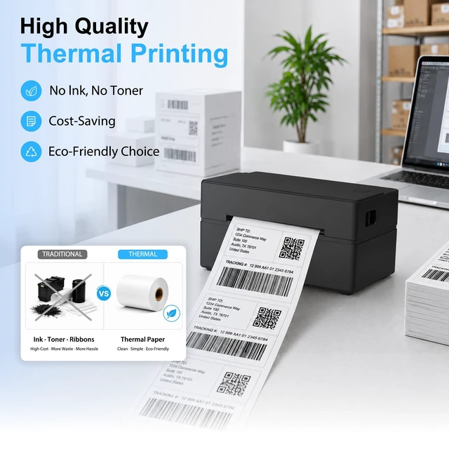 Alt view image 2 of 7 - Thermal Shipping Label Printer 4x6 Bluetooth Label Maker for Small Business | Wireless Mailing Shipping Printer for USPS UPS Amazon Shopify Etsy - Compatible with iPhone Android Windows & Mac (Black)