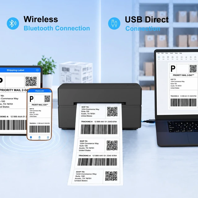 Alt view image 5 of 7 - Thermal Shipping Label Printer 4x6 Bluetooth Label Maker for Small Business | Wireless Mailing Shipping Printer for USPS UPS Amazon Shopify Etsy - Compatible with iPhone Android Windows & Mac (Black)
