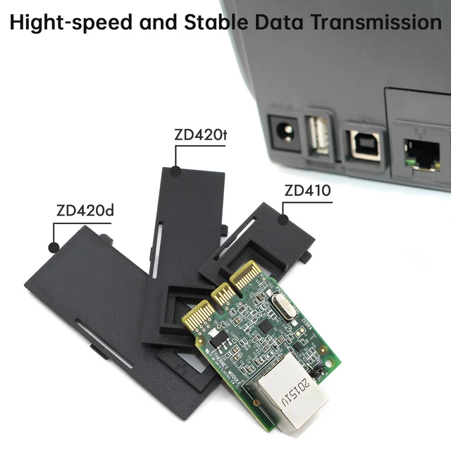Alt view image 4 of 5 - P1080383-442 Kit Upgrade Ethernet Module for Zebra ZD410 ZD420 Thermal Desktop Label Printer Wired 203dpi 300dpi