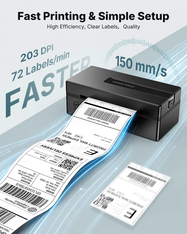 Alt view image 6 of 7 - TENSPEED 4x6 Bluetooth Thermal Shipping Label Printer, Black | Wireless for Shipping Packages and Small Business, Compatible with Win/Mac/Android/iOS, Works with E-commerce platforms