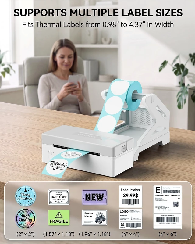 Alt view image 5 of 7 - Rongta Shipping Label Printer Bluetooth 4x6 Thermal Label Printer, White | Wireless Thermal Label Printer, Supports iPhone and Android devices, Suitable for Most of Thermal Shipping Labels