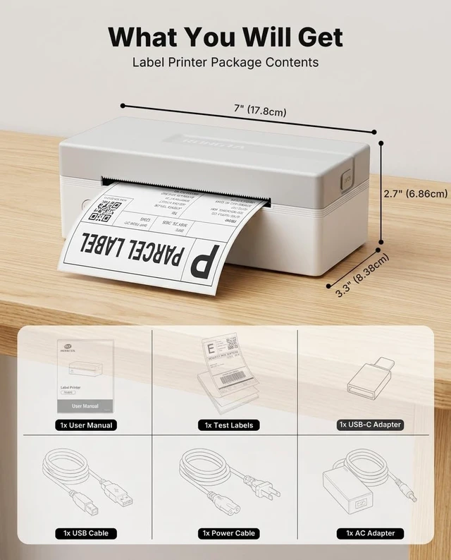 Alt view image 7 of 7 - Rongta Shipping Label Printer Bluetooth 4x6 Thermal Label Printer, White | Wireless Thermal Label Printer, Supports iPhone and Android devices, Suitable for Most of Thermal Shipping Labels